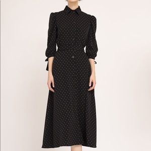 Shirt type dress with print and side pockets